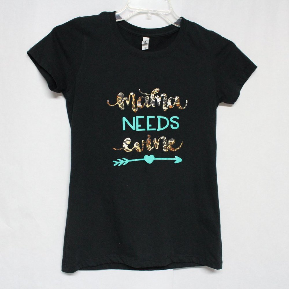 Women's Ideal T by Next Level Medium Mama Needs Wine Short Sleeve T Shirt